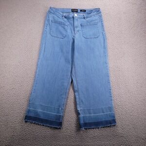 SUSAN GRAVER Jeans Size 12 Wide Leg Crop Released Hem Stretch Denim 31x24